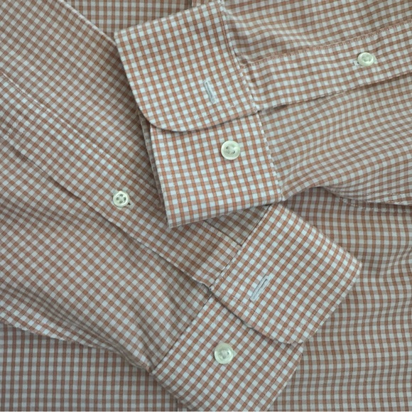 Brooks Brothers Orange and White Gingham Long Sleeve Button Down Shirt Size M - Picture 5 of 10